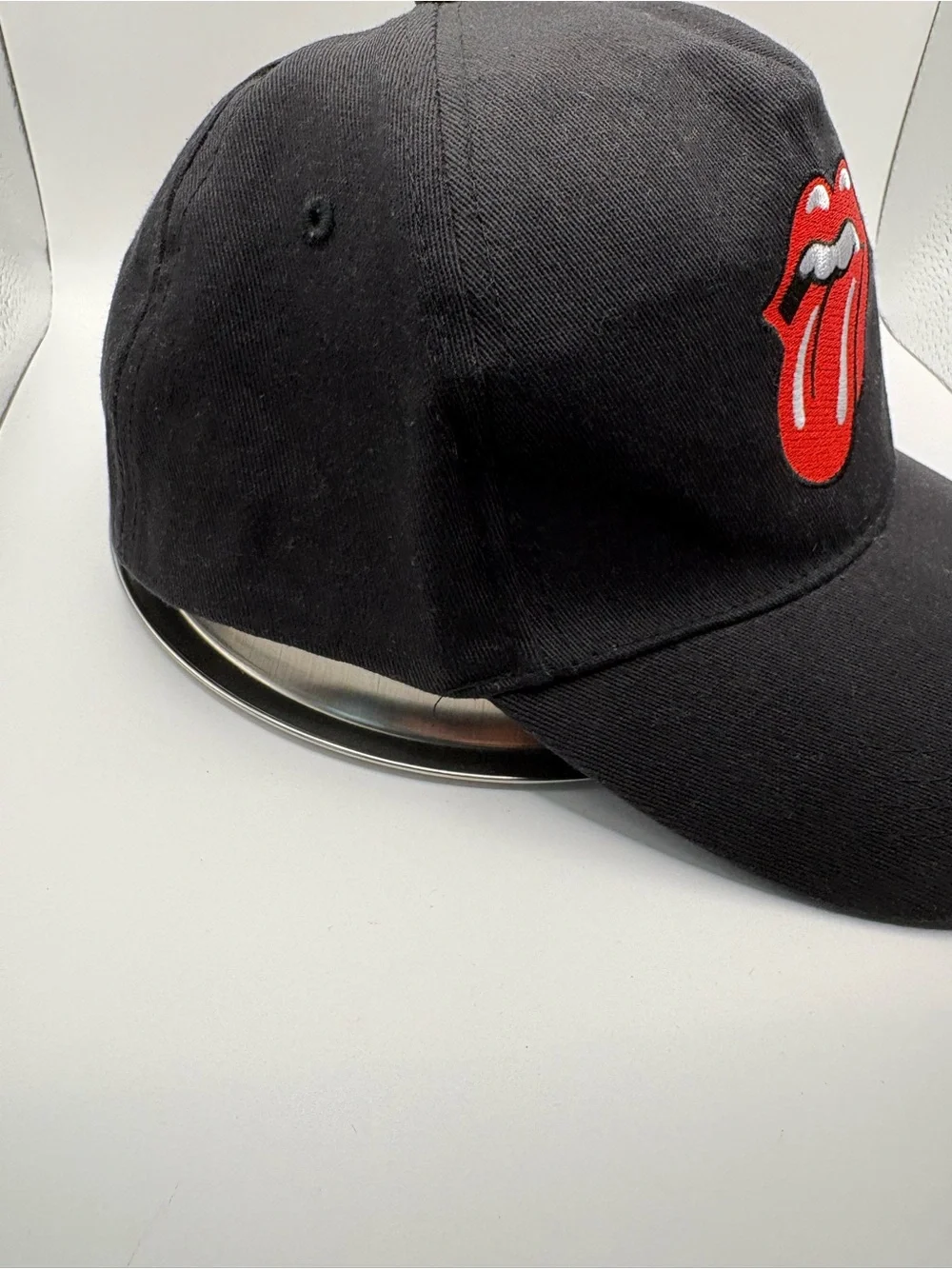 Rolling Stones Tongue Logo Black Strapback Hat OSFM